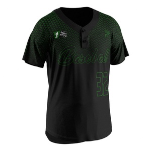 Newest V Neck Embroidery <b>Hip</b>-Hop Baseball T Shirt Two Button Baseball Jersey - Product Image 3