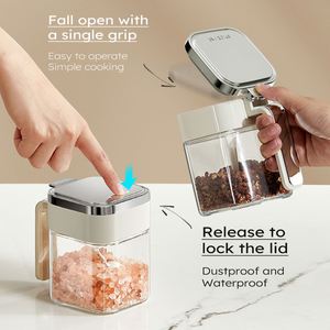 Condiment Container Seasoning Box Kitchen Seasoning Storage Salt Pepper Sugar Canisters Glass <b>Spice</b> <b>Jar</b> With Stainless Steel Lid - Product Image 5