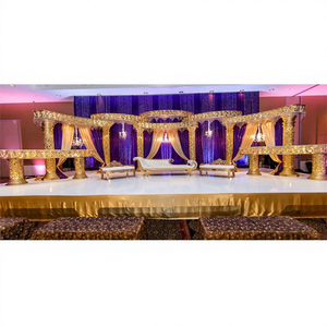 Moderno Set de Decoración para Recepción de Boda Musulmana India, con Pilar Iluminado de Fibra de Vidrio Tallado, Personalizable y de Fácil Montaje - Product Image 1