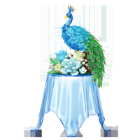 Blocchi da Costruzione a Forma di Pavone, Blocchi Artistici Simulati con Fiori, Giocattolo Decorativo Pavone Blu, Vendita all'Ingrosso OEM