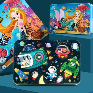 Rompecabezas Plano de 100 Piezas, Caja de Madera y Hierro, Bloques de Construcción Educativos de Dibujos Animados para Niños, Juguete de Rompecabezas para Jardín de Infancia - Product Image 5