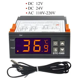 Pengontrol Suhu Digital, Termostat Termoregulator Inkubator LED 10A STC-1000 Pendingin Pemanas STC 1000 12V 24V 220V