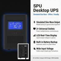 Fuente de Alimentación UPS Fuera de Línea de 650 VA, 110 V/220 V, Monofásica, Sistema de Alimentación Ininterrumpida para Computadora con Batería de Plomo-Ácido