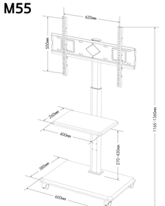 ऑल-इन-वन स्टील मोबाइल फ्लोर टीवी स्टैंड कार्ट पहियों के साथ ऑल-इन-वन स्टील मोबाइल फ्लोर टीवी स्टैंड कार्ट - Product Image 2