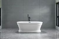 Baignoire autoportante en surface solide blanche mate en forme de voilier, 1600 mm de profondeur, pour hôtels et villas de luxe