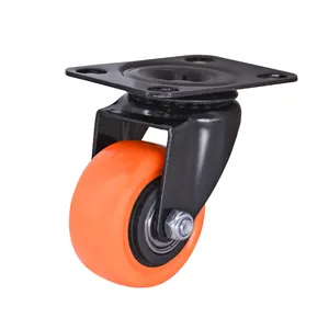 전기 이동 오렌지 빛 의무 회전 캐스터 바퀴 PVC 2 인치 침묵 휠