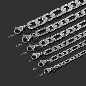 Chaîne Figaro en acier inoxydable étanche, collier de couleur argent de haute qualité, bijoux à la mode pour hommes et femmes, cadeau de noël - Product Image 4