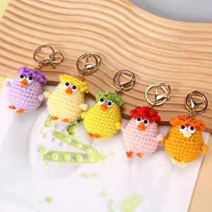 Lindo <span class=keywords><strong>llavero</strong></span> de <span class=keywords><strong>amigurumi</strong></span> de ganchillo hecho a mano con diseño de <span class=keywords><strong>pollito</strong></span> de animales de granja, colgante para bolso - Product Image 1