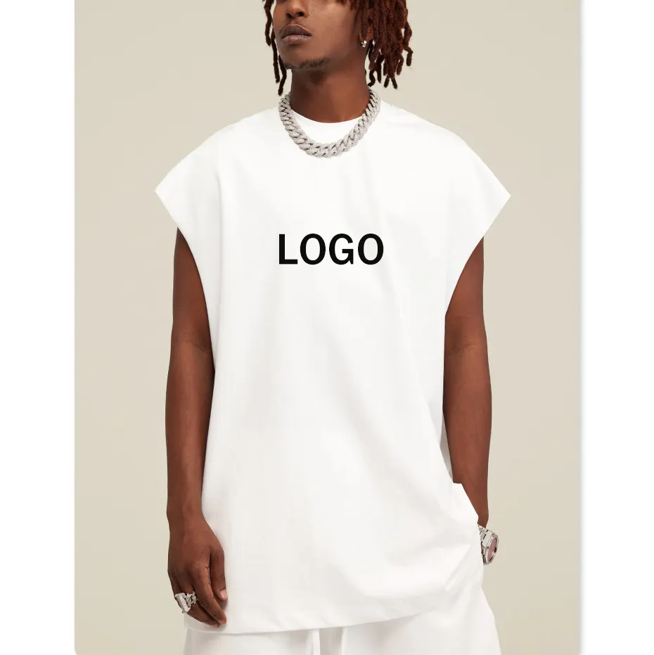 Streetwear logo personnalisé maillot de bain gym entraînement sans manches t-shirt gilet hommes stringer blanc débardeur