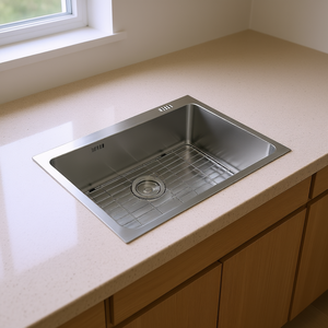 Lavello da cucina a incasso in acciaio inossidabile, 25 pollici, vasca singola rettangolare, montaggio superiore, superficie lucida - Product Image 2