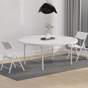 Hot-vente <span class=keywords><strong>10</strong></span> <span class=keywords><strong>personnes</strong></span> <span class=keywords><strong>Table</strong></span> ronde pliante en plastique <span class=keywords><strong>Table</strong></span> en plastique extérieure intérieure polyvalente pour les mariages, les fêtes et les pique-niques - Product Image 4