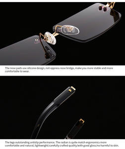 レトロな長方形のサングラスリムレス男性ゴールドメタル女性スクエアサングラス男性フレームなし2022uv400売れ筋 - Product Image 6