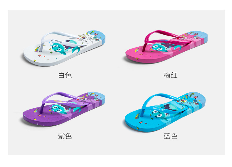 Cartoon Shark Flip-flops Slippers Women Summer Students Outdoor Sublimation Beach Slippers