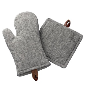 Mitaines de four en coton résistant à la chaleur Gants de cuisine anti-brûlure à manchette longue pour la cuisson et les grillades au micro-ondes - Product Image 1