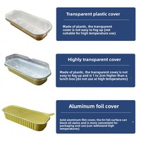 Barquette de cuisson rectangulaire en aluminium recyclable rose de 200 ml avec couvercle en PET, récipient de qualité alimentaire