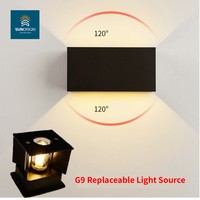 Lámpara de Pared para Exteriores, Moderna, de Aluminio, con Doble Temperatura de Color, IP65 Impermeable, CRI80, 3 Años de Garantía, para Decoración de Jardín