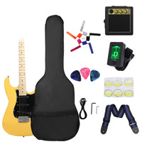 Guitare électrique style ST en gros d'usine, 39 pouces, ensemble de guitare SSS pour débutants avec amplificateur et housse de transport