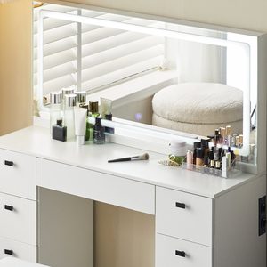 Bien bàn trang điểm hiện đại bảng trắng với ngăn kéo màu đen xử lý tối giản và thanh lịch bàn trang điểm thiết lập - Product Image 5