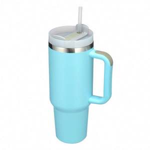 Gobelet d'aventure en strass de 40oz avec paille en acier inoxydable gobelet sous vide de 40oz avec poignée - Product Image 3