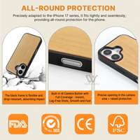 Housse de téléphone en bois personnalisée pour iPhone 17 Air Housse de protection noire en bois naturel