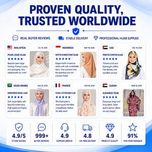 Fabricant en gros de hijabs personnalisés, foulards et châles ethniques en mousseline de soie unie perlée multicolores fantaisie pour femmes musulmanes, anti-bactériens - Product Image 2
