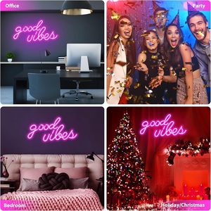 Olekki Panneau néon LED rose Good Vibes 16,1 x 8,3 pouces, décoration murale pour intérieur et bureau - Product Image 6