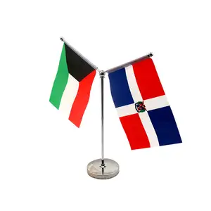 Custom Different Countries Desk Flag Algeria Metal Stand Table Flag For Business