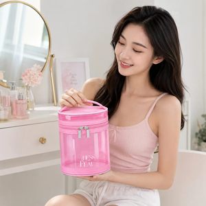 Custom Clear PVC Cylinder Cosmetic Bag 18x12cm Transparent Travel Toiletry <b>Makeup</b> Organizer <b>Case</b> - Product Image 5
