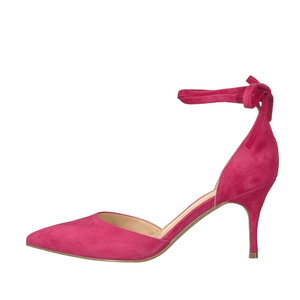 Tacones de Punta en Gamuza <span class=keywords><strong>Fucsia</strong></span> para Mujer, con Lazo en el Tobillo, Estilo Dulce y Atrevido, Color Vibrante para Citas y Uso Diario, Cómodos, Venta al Por Mayor, OEM, ODM - Product Image 4