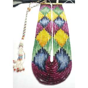 Collar de Alta Calidad con 11 Hilos de Cuentas Facetadas de Zafiro Multicapa Creado en Laboratorio, de 3mm-4.5mm, Multicolor, Certificado por Terceros - Product Image 5