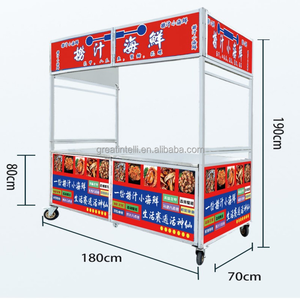 Chariot alimentaire commercial portable pliable avec roues pour la vente ambulante et le transport de denrées - Product Image 5