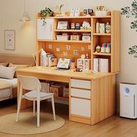 Bureau voor desktopcomputer met geïntegreerde boekenplank, stevige bureautafel voor thuis, voordelige studie- en kantoorbureau voor de slaapkamer