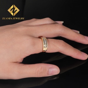 Anillo Zuanfa Estilo Hip Hop para Hombre, Plata de Ley 925, Anillo con Incrustaciones de Moissanita VVS, Chapado en Oro de 18K, Anillo de Moissanita Personalizado - Product Image 3