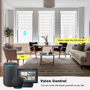 ม่านม้วนแบบไร้สายไฟฟ้าในตัว รุ่นโมเดิร์น ลายม้าลาย ปิดแสง 100% แบบกล่องสี่เหลี่ยม สำหรับห้องนั่งเล่นและสำนักงาน - Product Image 5