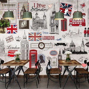 Carta da parati murale in stile Vintage britannico per caffè pub autoadesiva - Product Image 6