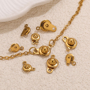 Fermoir à bouton rond 6mm 8mm |   Connecteur à double trou en acier inoxydable plaqué or PVD 18 carats pour bracelet et collier DIY - Product Image 2