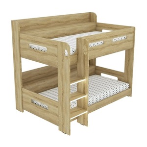 เตียงสองชั้นไม้พร้อมบันไดและราวกันตกสำหรับเฟอร์นิเจอร์ห้องนอนเด็ก - Product Image 3