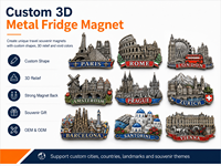 Aimants de réfrigérateur personnalisés en métal 3D, souvenirs de voyage, décorations magnétiques pour la ville