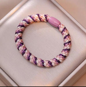 Kadınlar kızlar için toptan toplu saç aksesuarları renkli dokuma halat elastik kauçuk saç bandı boncuk büküm örgü saç rahat - Product Image 6