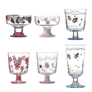 Offre Spéciale – Verres à Boire Peints à la Main, Gobelets en Verre Coloré avec Pied, Coupes à Dessert sur Pied, Verres à Lait et à Crème Glacée pour Restaurants - Product Image 1