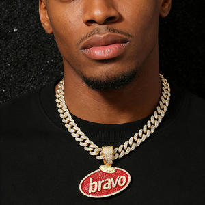 Collar con Colgante de Letra Elíptica de Estilo Hiphop Personalizado, Collares de Aleación para Hombre, Joyería de Moda al por Mayor - Product Image 2