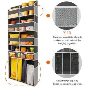 Over The Door Organizer 8 Compartments XL Bottom <b>Storage</b> Heavy Duty Hanging For Toiletries Clothes <b>Shoes</b> Dark Grey - Product Image 3