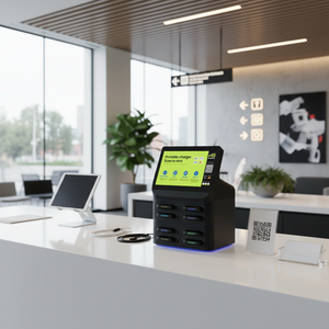 สถานีชาร์จแบตเตอรี่สำรองเชิงพาณิชย์แบบแชร์ 8 พอร์ต พร้อมหน้าจอ LCD รองรับคิวอาร์โค้ด/ กำลังไฟ 60 วัตต์ ตู้เช่าแบบพกพา - Product Image 1
