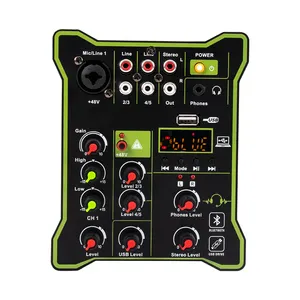 Professional 5 Channel Mixer USB Bluetooth Stage Computer Recording DJ Multi-function Audio Sound Card & Mixer