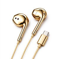 Écouteurs filaires USB-C chromés, plaqués or et argent, intra-auriculaires