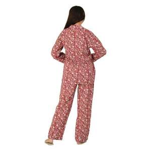Printed Sleepwear Set 100% Cotton Long Sleeve Shirt and <b>Pants</b> Breathable Lightweight Summer Night Suit Loungewear - Product Image 6