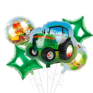 Transportation Vehicle Fire Truck Police Car School Bus Train Children's Birthday Party Decoration Toys Balloons