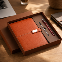 Carnet A5 personnalisable en similicuir avec couverture sans fil, stylo USB à reliure parfaite et ensemble de papier épais pour grossistes