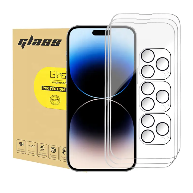 Factory Supplying 6 in 1 suit Glass Screen Protector With Camera Protector for Iphone 13 14 Pro Max 12 mini 11
