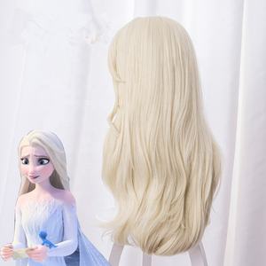 Venta al por mayor 2019 nueva <span class=keywords><strong>película</strong></span> Frozen II Anime pelucas 65cm largo rizado Beige Elsa pelo Peluca sintética Halloween fiesta Cosplay peluca - Product Image 4